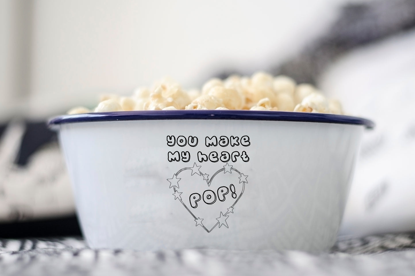You Make My Heart Pop - Engraved Enamel Snack Bowl - One Mama One Shed
