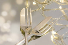 Mr and Mrs - Hand Stamped Vintage Wedding Cake Forks - One Mama One Shed