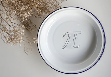Pi - Engraved Enamel Pie Dish - One Mama One Shed