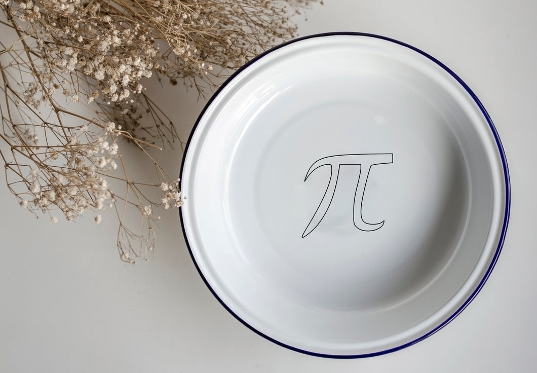 Pi - Engraved Enamel Pie Dish - One Mama One Shed