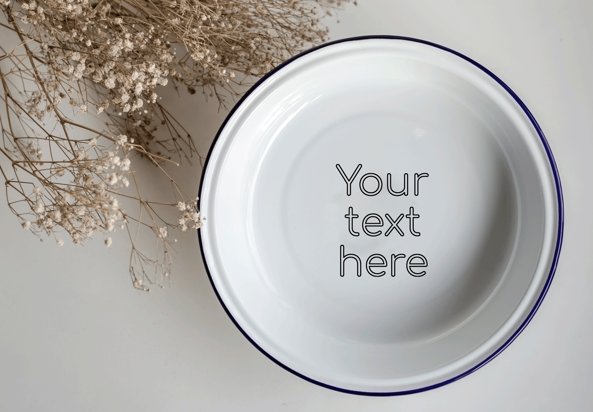 Your Text Here Engraved Enamel Personalised Pie Dish – One