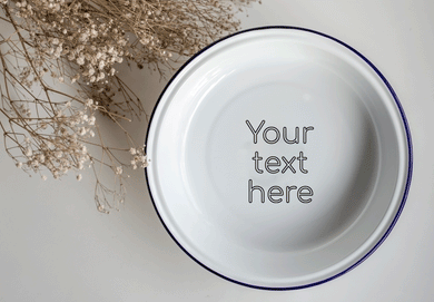 Your Text Here - Engraved Enamel Pie Dish - One Mama One Shed