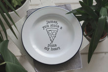 Pizza Plate - Engraved Enamel Plate - One Mama One Shed
