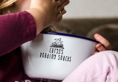 Personalised Reading Snacks - Engraved Enamel Snack Bowl - One Mama One Shed