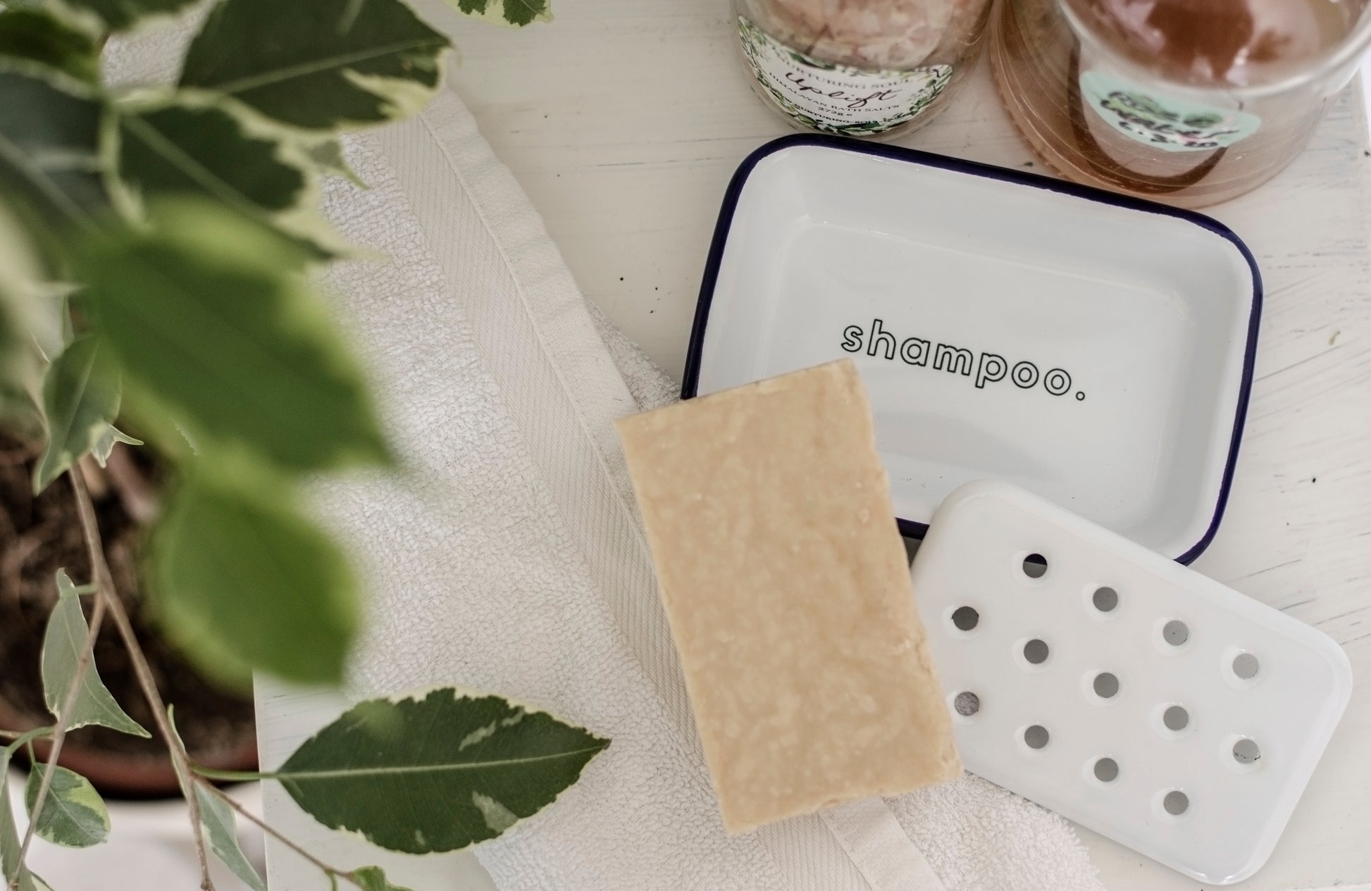 Shampoo - Engraved Enamel Soap Dish - One Mama One Shed