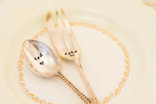 Tea and Cake - Hand Stamped Vintage Tea Spoon and Cake Fork - One Mama One Shed