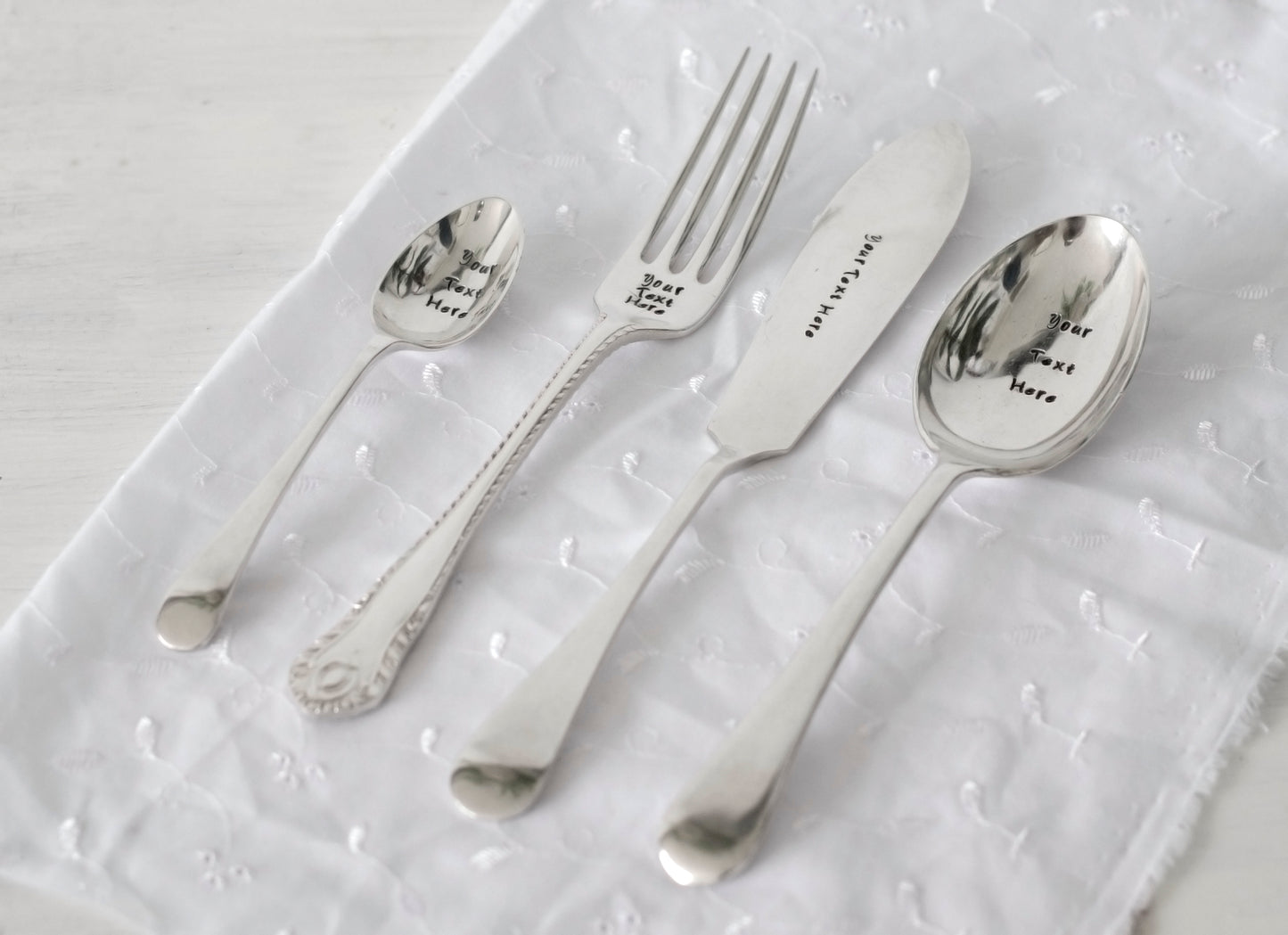 Your Text Here - Custom Wording - Hand Stamped Vintage Cutlery - One Mama One Shed