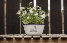 Thanks For Helping Me Grow - Engraved Enamel Planter - One Mama One Shed