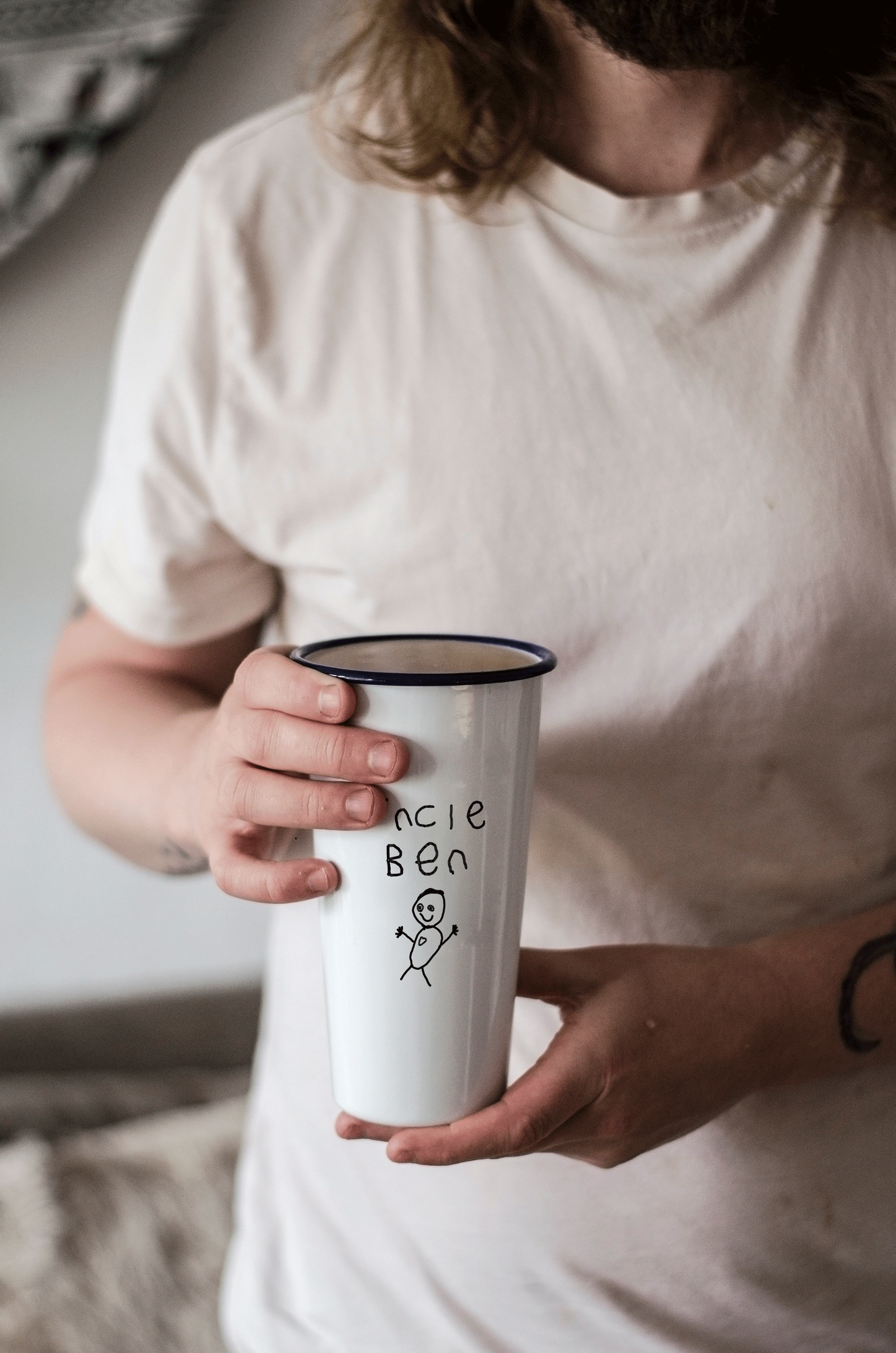 Your Child's Drawing - Engraved Enamel Tumbler - One Mama One Shed