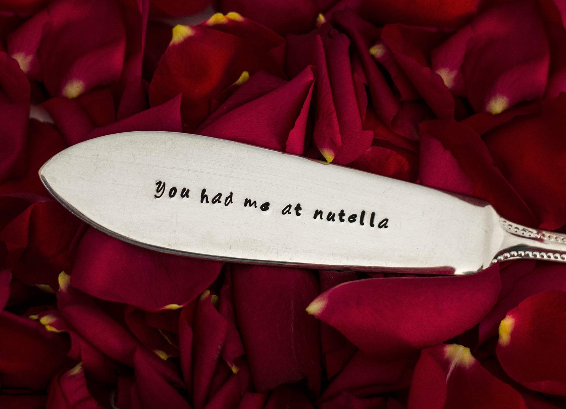 You Had Me At Nutella - Hand Stamped Vintage Knife - One Mama One Shed